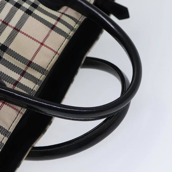 BURBERRY Nova Check Blue Label Hand Bag Nylon Beige Auth kk225 - Picture 7 of 16